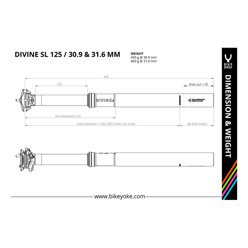 Bike Yoke Divine SL 31.6x125 (sin mando) tija telescópica - Envío 24h