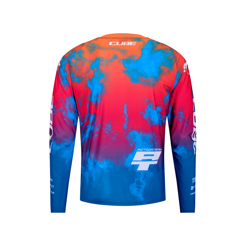Cube X Actionteam t-shirt à manches longues pour VTT Bleu/Rose/Orange