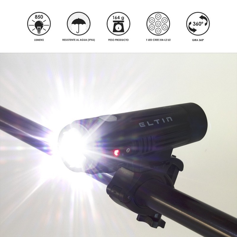 Eltin phare avant rechargeable 850 lumens lumières - Expéditions 24h