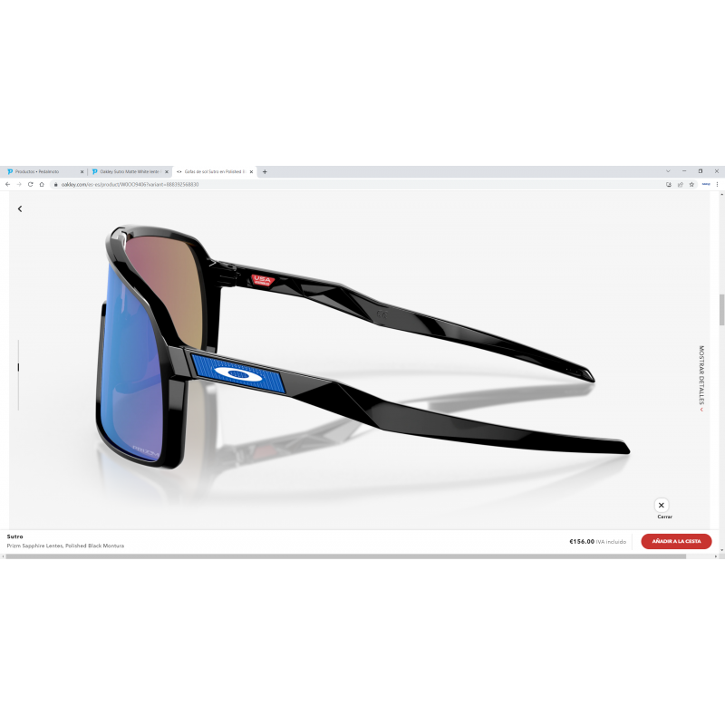 Oakley Sutro Polished Black lentille Prizm Sapphire OO9406-9037 - Offres